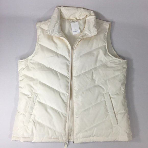Lands End Quilted Puffer Vest Women's Large Black Down/Feather Filled Full Zip - Picture 1 of 6